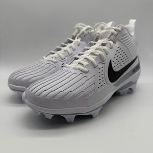 Size 10.5 Nike Alpha Menace Strong Football Cleats White Silver II5139-100 Men's